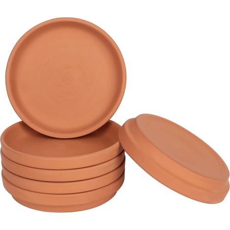 Lot de 6 petites soucoupes pour pot de fleurs en terre cuite de 12,7 cm, plateaux de fleurs en argile pour pot de fleurs de 10,2 cm, 11,4 cm, 12,7 cm avec trou de drainage (1/5)