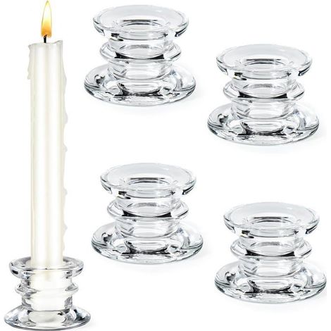 Ecleanfy - 4Pcs Bougeoir Verre Bougies Bâtons, Chandelier Bougeoir Transparents Centre de Table Mariage,Élégants Chandeliers Table décorations (1/5)