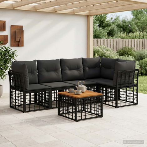 vidaXL Ensemble de canapés d'extérieur 6 pcs Noir et Gris foncé (1/5)