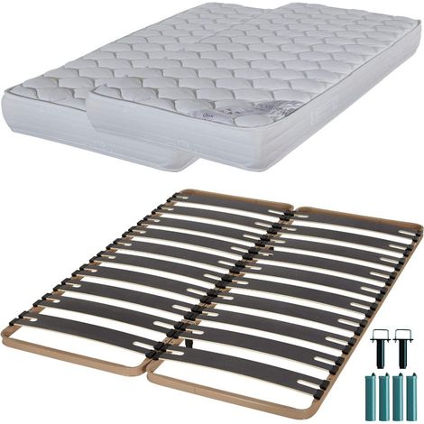 Matelas mousse + Sommier C310 2x90x190 Montana - Hauteur 18 cm - Soutien équilibré (1/5)