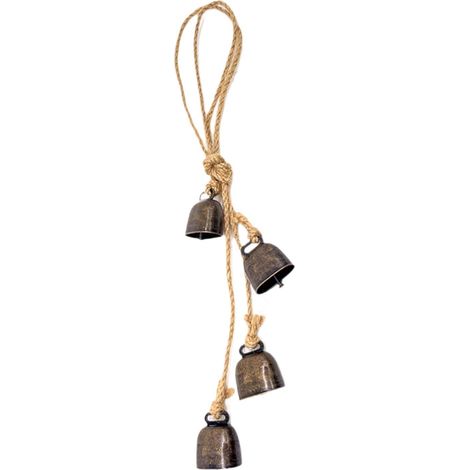 Clochette Vache - Décoration Murale en Alliage - Pour Porte d'Entrée Jardin Intérieur - Lot de 4 avec Corde en Chanvre (1/5)