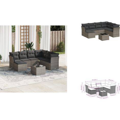 Salon de jardin 8 pcs avec coussins gris résine tressée - Ensemble Salon De Jardin - Meuble De Jardin - Salon De Jardin Design - Mobilier De Jardin - Canapé D'extérieur (1/3)