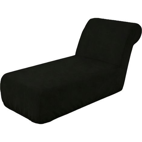 Housse de Chaise Longue Extensible en Velours Noir – Lavable en Machine, pour Chaise Longue d‘Intérieur Sans Accoudoirs, Largeur 58-81 cm, Longueur Jusqu‘à 152 cm (1/5)