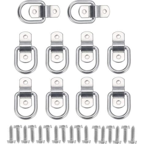 10Pcs D Anneau D'arrimage Anneau d'ancrage de Charge Ancrage de Remorque Anneau D'arrimage Forgé avec 20 Pièces Vis pour Sécuriser la Charge dans Le Camion Remorque (1/5)