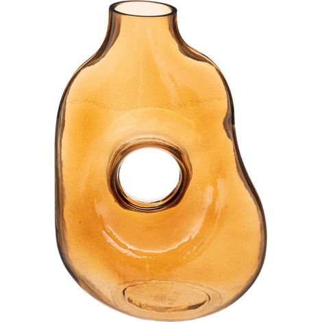 Vase Donut en Verre "Solag" 25cm Ambre (1/2)