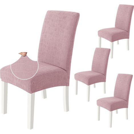 Housse De Chaise 4 Pièces, Housse Chaise Salle À Manger Élastique Rose (1/5)
