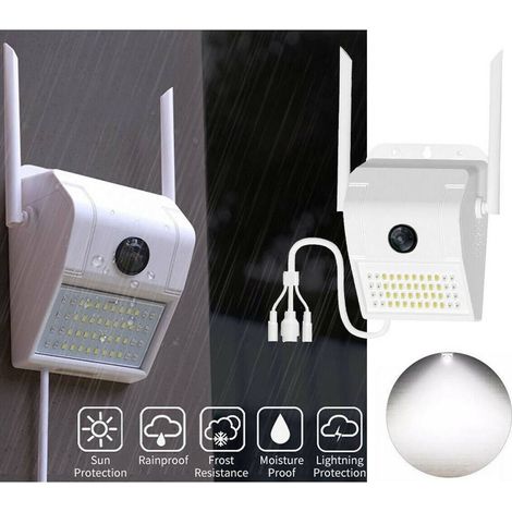 TrAdE Shop Traesio - Ip Camera Wifi Esterno 3mp 1080p Led Lampada Solare Ip66 Telecamera Cam Microsd - (1/5)