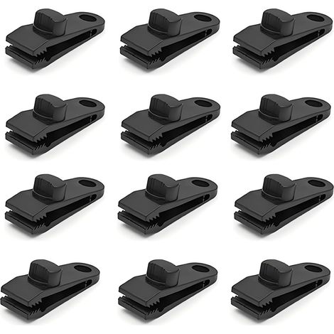 Lot de 12 pinces de fixation robustes pour bâche (trouvette, caravane, abri de jardin, bateau, noir) (1/4)