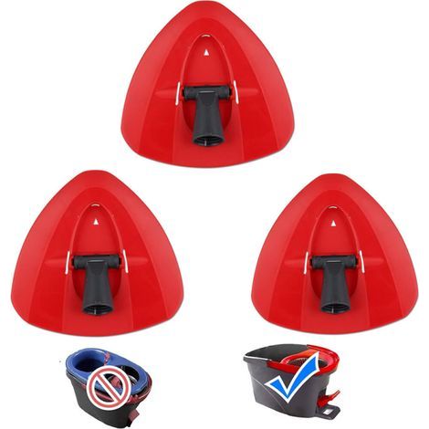 Red replacement broom head, compatible with VI-Leda broom accessories, triangular swivel broom disc, 3 pieces. (1/5)