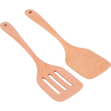 Ensemble de 2 spatules en bois écologiques, antiadhésives et résistantes aux hautes températures pour la maison (1/5)