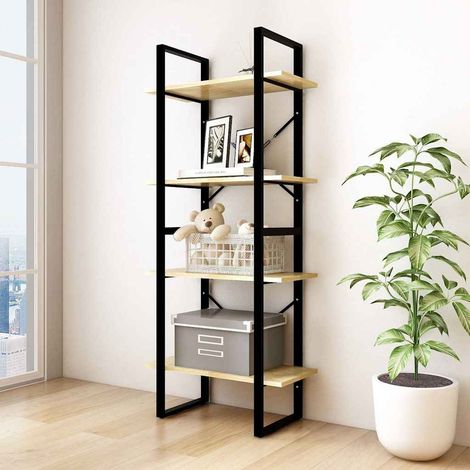 806442 vidaXL 4-Tier Book Cabinet 60x30x140 cm Solid Wood Pine (1/5)