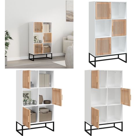 Buffet haut blanc 70x35x125 cm bois d'ingénierie - Buffet Design Scandinave - Meuble Rangement - Buffet Blanc - Buffet Moderne - Commode Rangement - Home & Living (1/5)