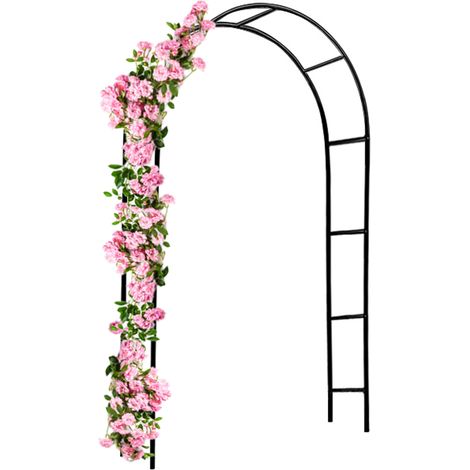 GARDEBRUK® Arco de Rosas y Columnas para Plantas Trepadoras Decoración Jardín Soporte Enrejado Estructura de Metal con Puerta M 2 - 240 cm