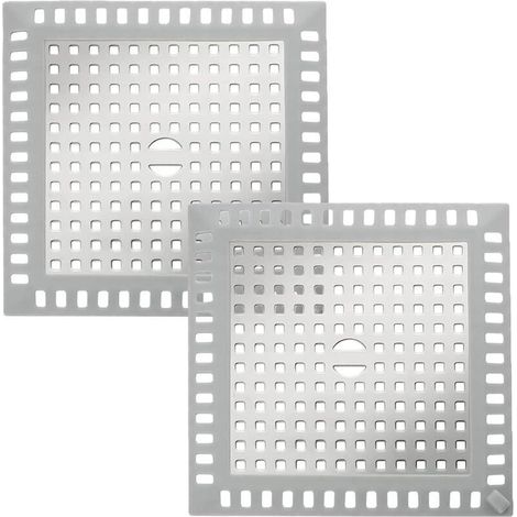 2 pièces Bouchon Evier Cuisine Carré,Protection de Drain,Filtre de Couverture de Drain de Baignoire,Couvercles de Drain de Douche avec Ventouse, pour Évier de Douche Baignoire,12.3 x 12.3 cm (1/5)
