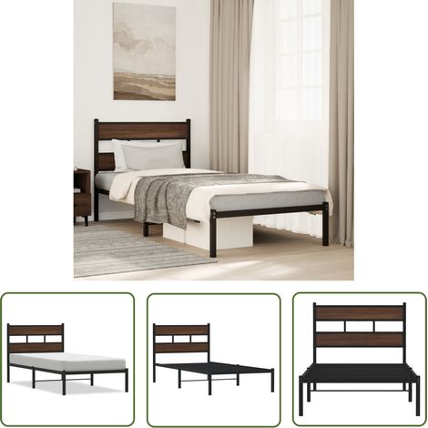 vidaXL Bettgestell ohne Matratze mit Kopfteil Braun Eiche 100x190 cm (1/5)