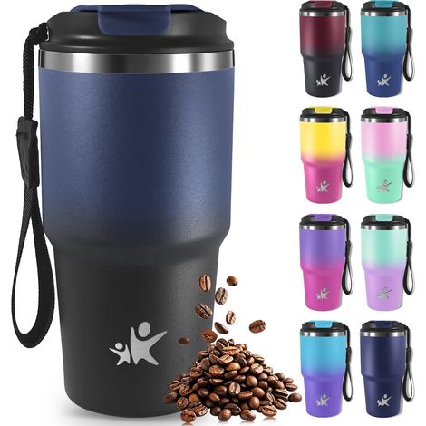Mug Isotherme 600ml, Tasse Isotherme, Acier Inoxydable à Double Paroi, Tasse Thermo Café, Froid Pendant 4 Heures, Glacé Pendant 8 Heures, Thermique pour le Café, l'Eau et le Thé (1/5)