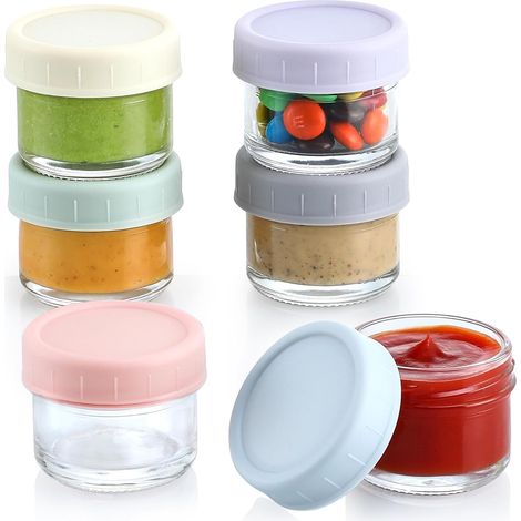 Dressing Container - Vidrio Resistente con Tapa Hermética de Silicona - Para Aderezos, Salsas y Dips - Apto para Microondas y Congelador - 6 Unidades (1/5)