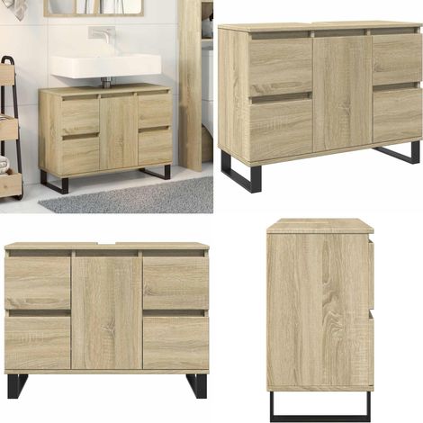 vidaXL Badschrank Sonoma-Eiche 80x33x60 cm Holzwerkstoff
