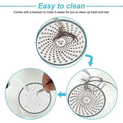 Caniveau de douche en acier inoxydable, attrape-cheveux, filtre, drain, antirouille, anti-obstruction, facile à nettoyer, pou Femeo (1/4)