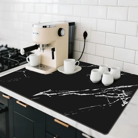 Grand tapis de séchage en pierre pour comptoir de cuisine, tapis en pierre de terre diatomée à séchage rapide, tapis enroulable pour vaisselle, bouteilles et tasses, super absorbant et antidérapant, 2 (1/5)