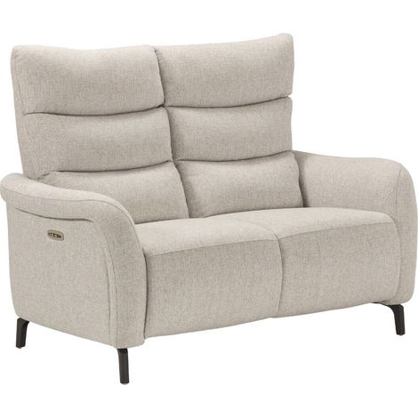 Canapé 2P relax électrique tissu beige chiné - VARENNE (1/5)