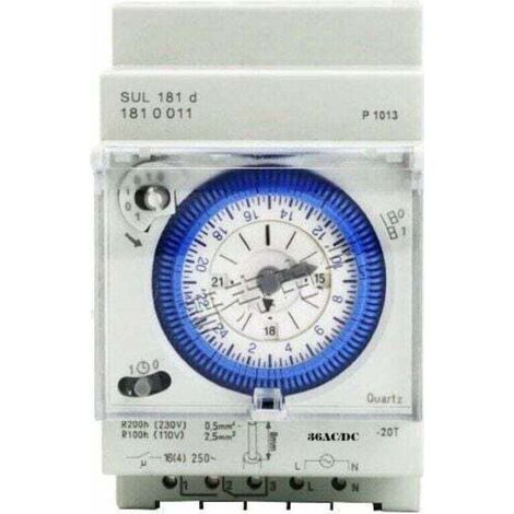 Minuterie analogique avec moteur synchrone et fonction de programmation journalière, 48 V CA/CC (1/4)
