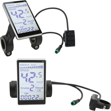 LCD-Display für Elektrofahrräder, 5-poliger Stecker, universell 24V, 36V, 48V, 60V, geeignet für M5 Elektroroller, LCD-Bildschirm, kompatibel mit 31,8 mm x 22,2 mm Elektrofahrrädern. (1/4)