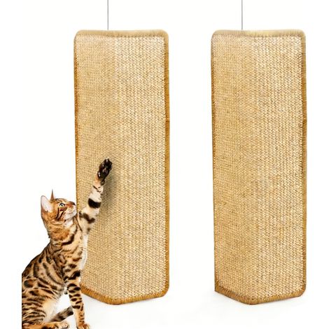 Tapis à Griffer Pour Chat - Sisal - Montage Murale Possible - Pour Canapés Meubles Et Portes - 60 x 30 cm - 2 Pièces