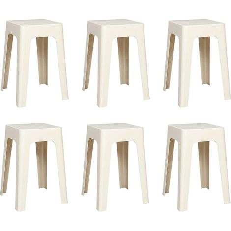 Lot de 6 Tabourets Empilables "Spectra" 47cm Crème (1/4)