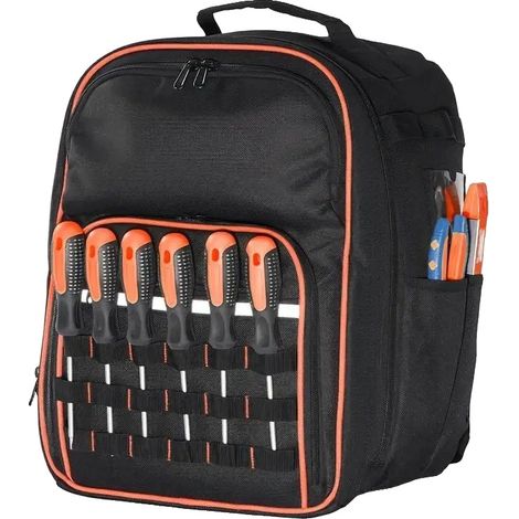 Mochila portaherramientas, 49 bolsillos, tejido Oxford resistente, color naranja. (1/2)