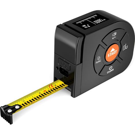 3-in-1-Laser-Maßband, 196 Fuß/60 m Laser-Entfernungsmesser und 16 Fuß/5 m-Maßband, digitales Laser-Maßband mit LCD-Display, Einheiten M/in/Ft/Ft+in