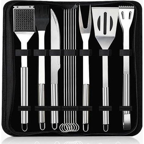 Ustensiles Barbecue kit Barbecue avec Brosse Nettoyage 12 pièces Accessoires Barbecue Portables en Acier Inoxydable pour Grillades (1/4)