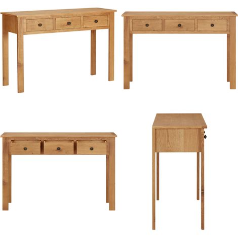 Coiffeuse 110x40x75 cm Bois de chêne massif - Table Basse - Meuble Rangement - Commode - Table D'appoint - Bureau D'angle - Home & Living (1/5)