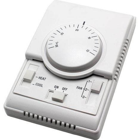 Interrupteur rotatif de contrôle de température, thermostat mécanique, adapté à la régulation de température des ventilo-convecteurs de climatisation (1/4)