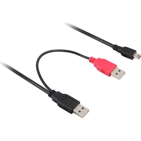 USB 2.0 Y-Kabel, 2x USB-A Stecker  Mini-USB Stecker Verwendung:  Anschließen externer Laufwerke + Stromversorgung (1/4)