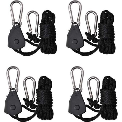 Lot de 4/2 paires de suspensions réglables à cliquet pour lampes de culture de plantes, 2.4 m, avec engrenage interne renforcé (1/5)