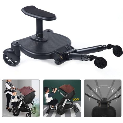 Pedana universale per passeggino con sedileCompatibile con il 99% di tutti i passegginiCarico massimo 25 kgPedale antiscivolosedile imbottito rimovibile