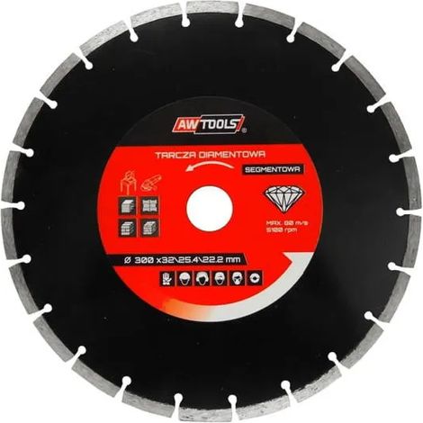 Disque diamant awtools 350x32-25.4-22.2 mm coupe à sec segmenté