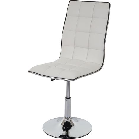 Silla de cocina comedor de diseño moderno y chic regulable en altura giratoria en sintético blanco 040002202 (1/5)