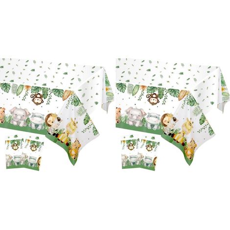 2er Set Dschungel Safari Tischdecke 137x274cm, wasserdicht, für Kindergeburtstag