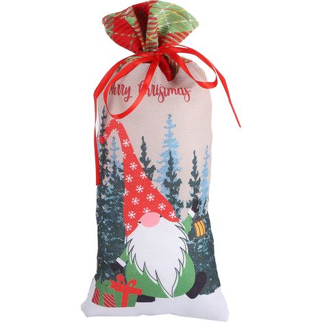 Sac Cadeau Réutilisable avec Motif de Noël pour Fêtes, Courses en Centre Commercial ou Supermarché - Chapeau Rouge (1/5)