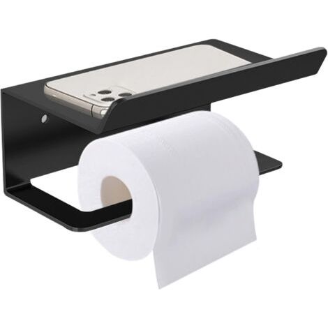 Porte Papier Toilette, Support Papier Toilette avec Étagères Spacieuses, Porte Papier Toilette Mural en Acier au Carbone,-Noir (1/5)