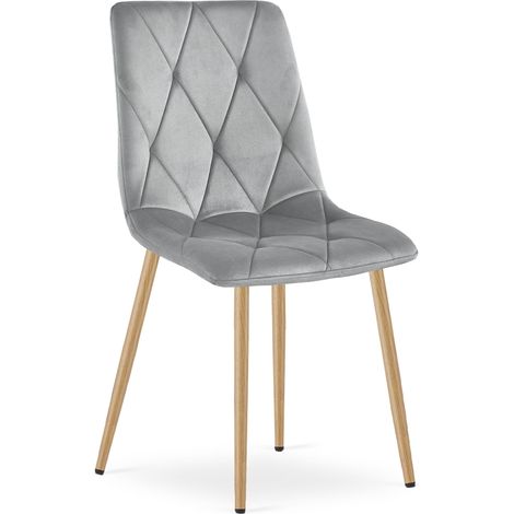 Silla Libra - terciopelo gris claro / patas color madera x 1 (1/5)