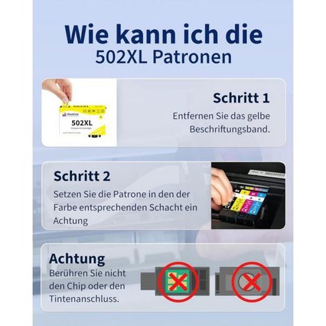 Cartouches d'Encre 502XL - HOOKINK - Compatible Epson XP-5100/5105 - Lot de 12 - Multicolore - Haut Rendement (1/5)