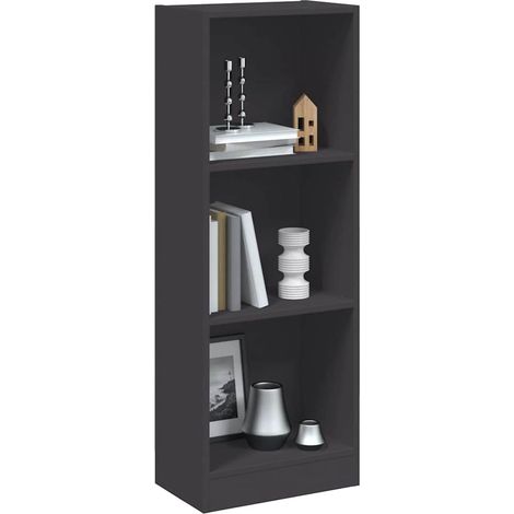 800830 vidaXL 3-Tier Book Cabinet Grey 40x24x109 cm Engineered Wood (1/5)