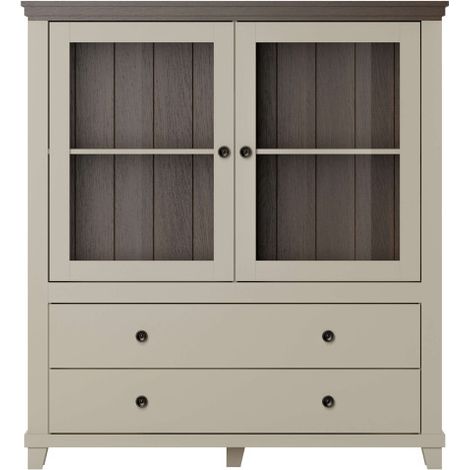 Vaisselier 2 portes 2 tiroirs Martin Beige et Bois (1/5)