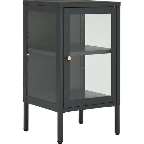 Maison Exclusive - Buffet Anthracite 38x35x70 cm Acier et verre (1/5)