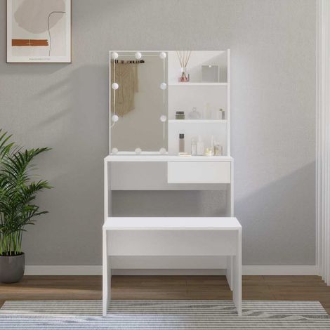 vidaXL Ensemble de coiffeuse avec LED Blanc Bois d'ingénierie (1/5)