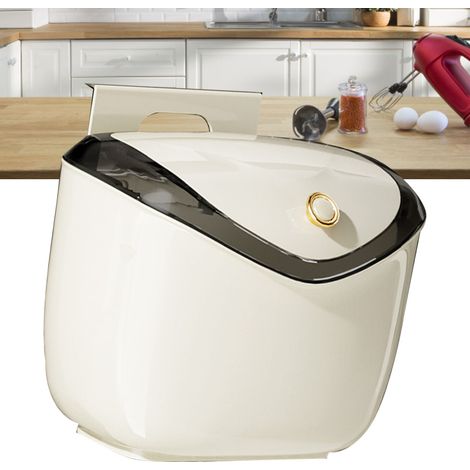 Petite poubelle suspendue murale sans perçage pour la cuisine, composteur avec couvercle, pour comptoir, sous évier, salle de bain, salon, taille M (1/5)