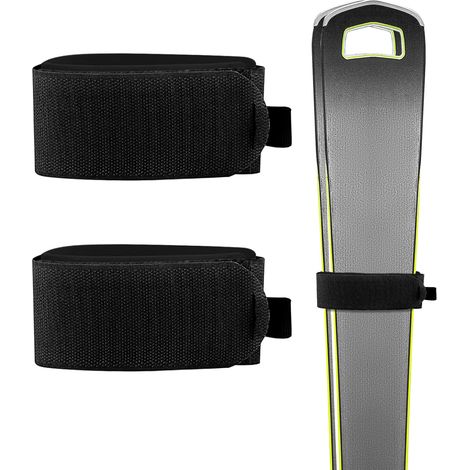 Lot de 2 Sangles de Fixation pour Skis – Bandes de Transport réglables avec Coussinets de Protection antidérapants pour Le Transport de Skis/Snowboards/bâtons Rembourrage EVA (Noir) (1/5)